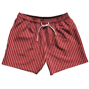 Pinstripes 5" Swim Shorts Made in USA - Red Dark and White Pinstripes 5" Swim Shorts Made in USA - Red Dark and White