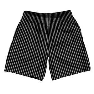 Pinstripes Soccer Shorts Made In USA - Black and Grey Medium Pinstripes Soccer Shorts Made In USA - Black and Grey Medium