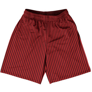 Pinstripes Basketball Practice Shorts Made In USA - Red Dark and Black Pinstripes Basketball Practice Shorts Made In USA - Red Dark and Black