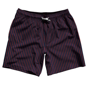 Pinstripes Swim Shorts 7" Made in USA - Blue Navy and Red Dark Pinstripes Swim Shorts 7" Made in USA - Blue Navy and Red Dark