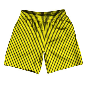 Pinstripes Athletic Running Fitness Exercise Shorts 7" Inseam Shorts Made In USA - Yellow Bright and Black Pinstripes Athletic Running Fitness Exercise Shorts 7" Inseam Shorts Made In USA - Yellow Bright and Black