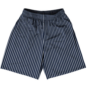 Pinstripes Basketball Practice Shorts Made In USA - Blue Navy and White Pinstripes Basketball Practice Shorts Made In USA - Blue Navy and White