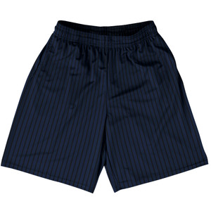 Pinstripes Basketball Practice Shorts Made In USA - Blue Navy and Black Pinstripes Basketball Practice Shorts Made In USA - Blue Navy and Black