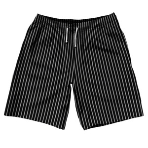 Pinstripes 10" Swim Shorts Made in USA - Black and Grey Medium Pinstripes 10" Swim Shorts Made in USA - Black and Grey Medium