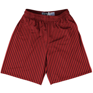 Pinstripes Lacrosse Shorts Made In USA - Red Dark and Black
