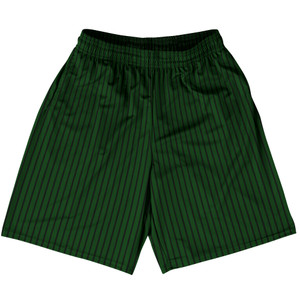 Pinstripes Basketball Practice Shorts Made In USA - Green Forest and Black Pinstripes Basketball Practice Shorts Made In USA - Green Forest and Black