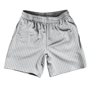 Pinstripes Soccer Shorts Made In USA - Grey Medium and White