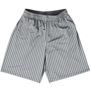 Pinstripes Basketball Practice Shorts Made In USA - Grey Dark and White Pinstripes Basketball Practice Shorts Made In USA - Grey Dark and White