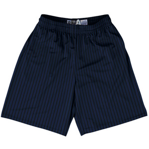 Pinstripes Lacrosse Shorts Made In USA - Blue Navy and Black