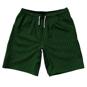 Pinstripes 10" Swim Shorts Made in USA - Green Hunter and Black
