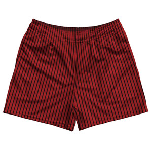Pinstripes Rugby Shorts Made In USA - Red Dark and Black