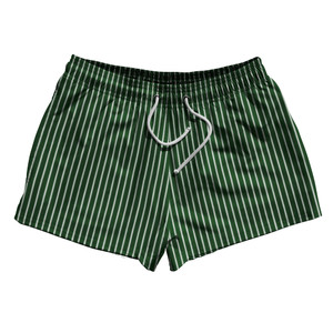 Pinstripes 2.5" Swim Shorts Made in USA - Green Hunter and White