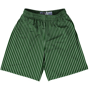 Pinstripes Lacrosse Shorts Made In USA - Green Forest and White