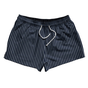 Pinstripes 2.5" Swim Shorts Made in USA - Blue Navy And Grey Medium Pinstripes 2.5" Swim Shorts Made in USA - Blue Navy And Grey Medium