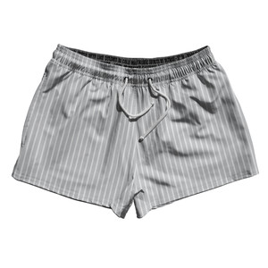 Pinstripes 2.5" Swim Shorts Made in USA - Grey Medium and White