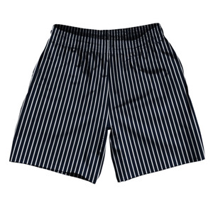 Pinstripes Athletic Running Fitness Exercise Shorts 7" Inseam Shorts Made In USA - Blue Navy Almost Black and White Pinstripes Athletic Running Fitness Exercise Shorts 7" Inseam Shorts Made In USA - Blue Navy Almost Black and White