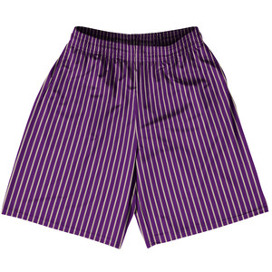 Pinstripes Basketball Practice Shorts Made In USA - Purple Medium and Vegas Gold Pinstripes Basketball Practice Shorts Made In USA - Purple Medium and Vegas Gold