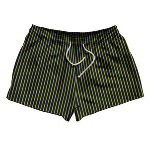 Pinstripes 2.5" Swim Shorts Made in USA - Blue Navy and Yellow Bright Pinstripes 2.5" Swim Shorts Made in USA - Blue Navy and Yellow Bright