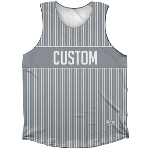 Pinstripes Custom Finish Line Athletic Tank Top - Grey Dark and White Pinstripes Custom Finish Line Athletic Tank Top - Grey Dark and White
