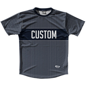Pinstripes Custom Finish Line Running Shirt Track Cross Made In USA - Blue Navy Almost Black Pinstripes Custom Finish Line Running Shirt Track Cross Made In USA - Blue Navy Almost Black