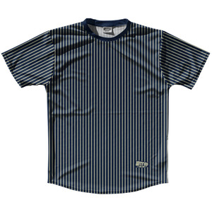 Pinstripes Running Shirt Track Cross Made In USA - Blue Navy and Vegas Gold Pinstripes Running Shirt Track Cross Made In USA - Blue Navy and Vegas Gold