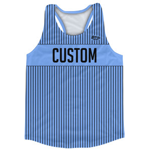 Pinstripes Custom Finish Line Running Track Tops Made In USA - Blue Carolina and Black Pinstripes Custom Finish Line Running Track Tops Made In USA - Blue Carolina and Black