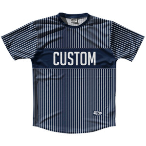 Pinstripes Custom Finish Line Running Shirt Track Cross Made In USA - Blue Navy and White Pinstripes Custom Finish Line Running Shirt Track Cross Made In USA - Blue Navy and White
