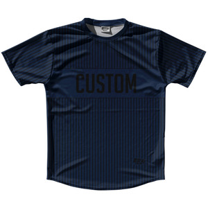 Pinstripes Custom Finish Line Running Shirt Track Cross Made In USA - Blue Navy and Black Pinstripes Custom Finish Line Running Shirt Track Cross Made In USA - Blue Navy and Black