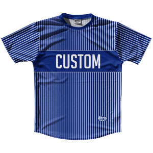 Pinstripes Custom Finish Line Running Shirt Track Cross Made In USA - Blue Royal and White Pinstripes Custom Finish Line Running Shirt Track Cross Made In USA - Blue Royal and White