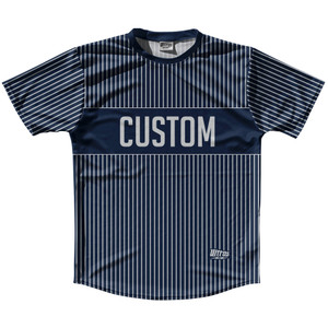 Pinstripes Custom Finish Line Running Shirt Track Cross Made In USA - Blue Navy And Grey Medium Pinstripes Custom Finish Line Running Shirt Track Cross Made In USA - Blue Navy And Grey Medium