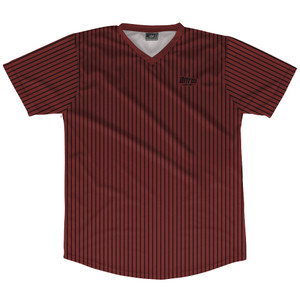 Pinstripes Soccer Jersey Made In USA - Red Maroon and Black