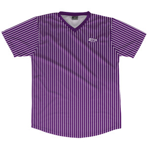 Pinstripes Soccer Jersey Made In USA - Purple Medium and White