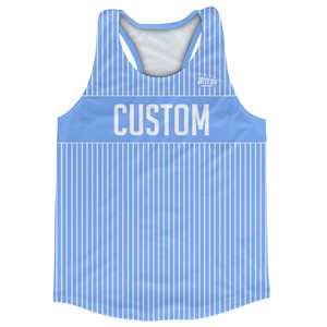 Pinstripes Custom Finish Line Running Track Tops Made In USA - Blue Carolina and White Pinstripes Custom Finish Line Running Track Tops Made In USA - Blue Carolina and White