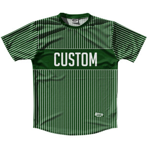 Pinstripes Custom Finish Line Running Shirt Track Cross Made In USA - Green Forest and White Pinstripes Custom Finish Line Running Shirt Track Cross Made In USA - Green Forest and White
