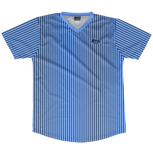 Pinstripes Soccer Jersey Made In USA - Blue Carolina and Black