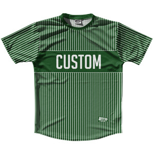 Pinstripes Custom Finish Line Running Shirt Track Cross Made In USA - Green Hunter and White Pinstripes Custom Finish Line Running Shirt Track Cross Made In USA - Green Hunter and White