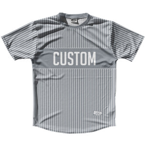 Pinstripes Custom Finish Line Running Shirt Track Cross Made In USA - Grey Dark and White