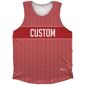 Pinstripes Custom Finish Line Athletic Tank Top - Red Dark and White Pinstripes Custom Finish Line Athletic Tank Top - Red Dark and White