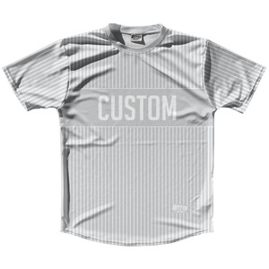 Pinstripes Custom Finish Line Running Shirt Track Cross Made In USA - Grey Medium and White Pinstripes Custom Finish Line Running Shirt Track Cross Made In USA - Grey Medium and White