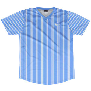 Pinstripes Soccer Jersey Made In USA - Blue Carolina and White