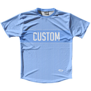 Pinstripes Custom Finish Line Running Shirt Track Cross Made In USA - Blue Carolina and White Pinstripes Custom Finish Line Running Shirt Track Cross Made In USA - Blue Carolina and White