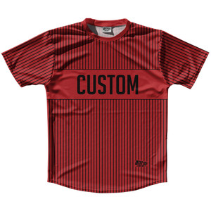 Pinstripes Custom Finish Line Running Shirt Track Cross Made In USA - Red Dark and Black Pinstripes Custom Finish Line Running Shirt Track Cross Made In USA - Red Dark and Black