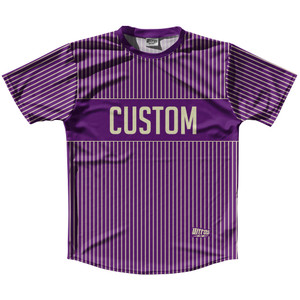 Pinstripes Custom Finish Line Running Shirt Track Cross Made In USA - Purple Medium and Vegas Gold