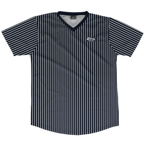 Pinstripes Soccer Jersey Made In USA - Blue Navy Almost Black and White Pinstripes Soccer Jersey Made In USA - Blue Navy Almost Black and White