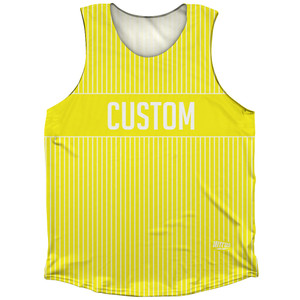 Pinstripes Custom Finish Line Athletic Tank Top - Yellow Bright and White Pinstripes Custom Finish Line Athletic Tank Top - Yellow Bright and White