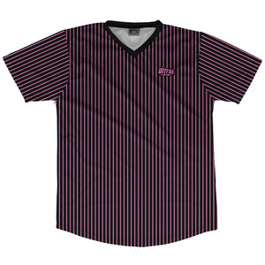 Pinstripes Soccer Jersey Made In USA - Black and Bright Pink