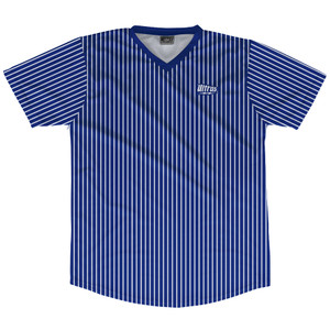Pinstripes Soccer Jersey Made In USA - Blue Royal and White