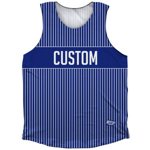 Pinstripes Custom Finish Line Athletic Tank Top - Blue Royal and White Pinstripes Custom Finish Line Athletic Tank Top - Blue Royal and White