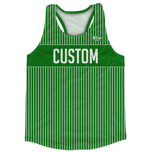 Pinstripes Custom Finish Line Running Track Tops Made In USA - Green Kelly and White Pinstripes Custom Finish Line Running Track Tops Made In USA - Green Kelly and White