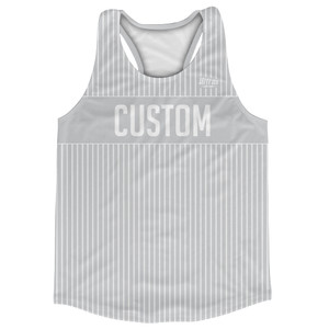 Pinstripes Custom Finish Line Running Track Tops Made In USA - Grey Medium and White Pinstripes Custom Finish Line Running Track Tops Made In USA - Grey Medium and White